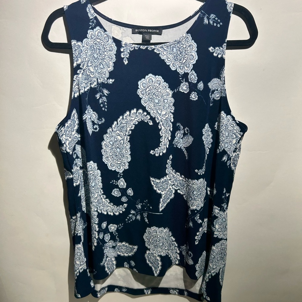 Women’s Blue and White Paisley Blouse
